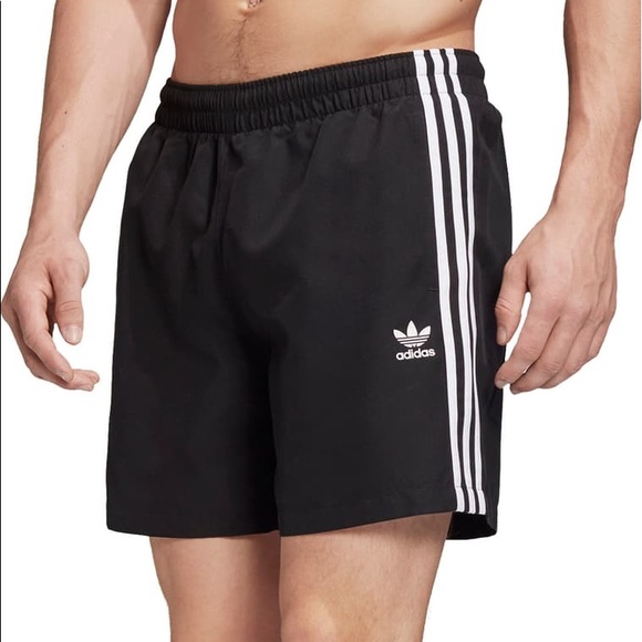 ADIDAS ORIGINALS 3-Stripes Swim Trunks Black - Picture 1 of 16